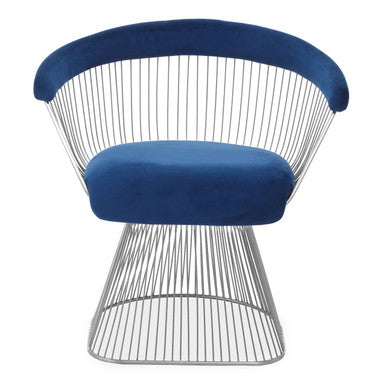 Anzio Navy Blue Velvet And Brushed Silver Chair