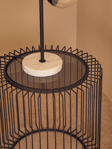 Trento Round End Table With Glass Top