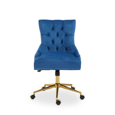 Anita Blue Velvet and Gold Base Home Office Chair
