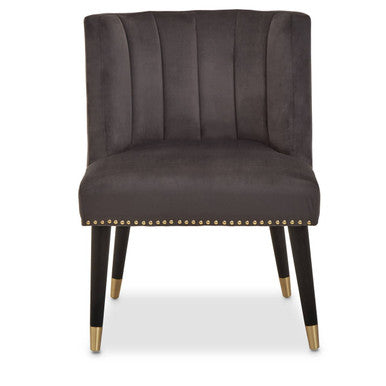 Doucet Stone Grey Velvet Chair With Blac