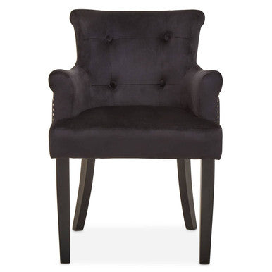 Doucet Black Velvet Chair With Ring Back