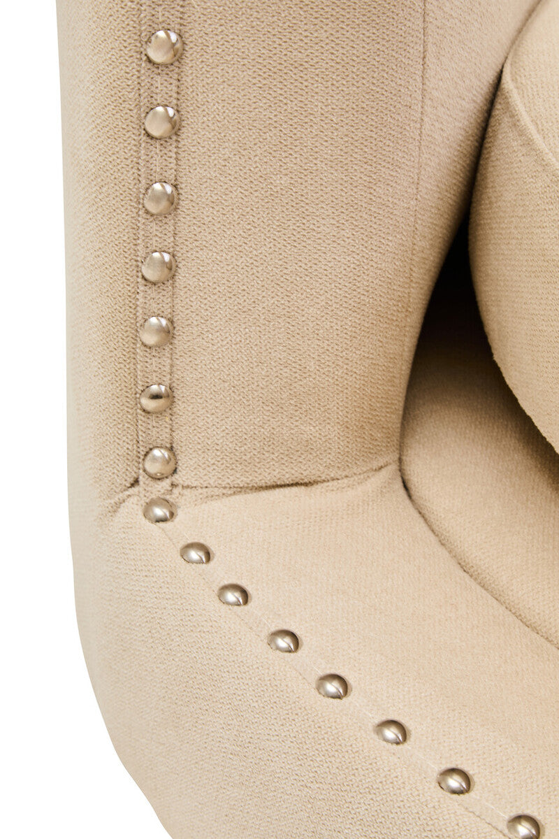 Hestia Beige Velvet Revolving Chair