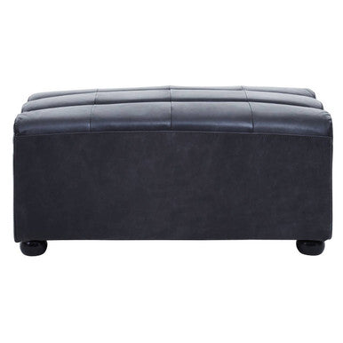 King Distressed Slate Leather Ottoman
