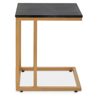 Varana Black Marble Top Side Table With Gold Finish Frame
