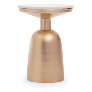 Amira White Marble Top Gold Base Side Table.