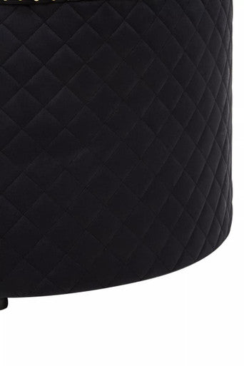 Zamora Round Black Velvet Ottoman