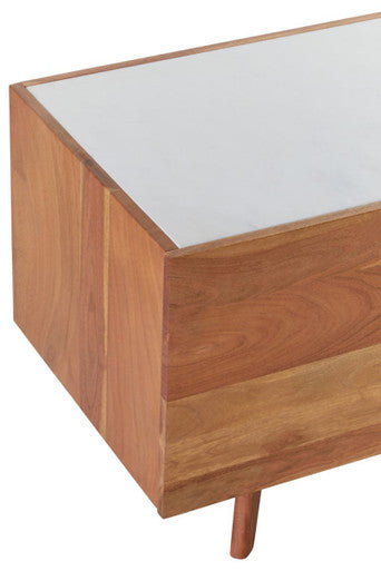 Myan 2 Door White Marble Media Unit