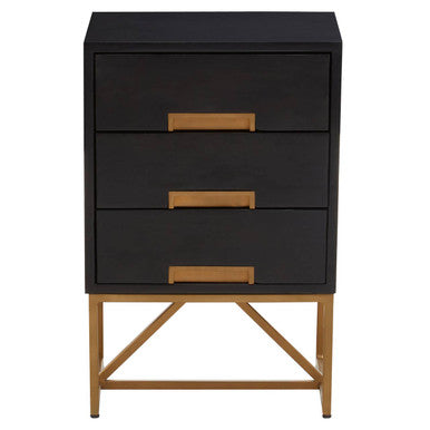 Kochi Black Side Table with 3 Drawers