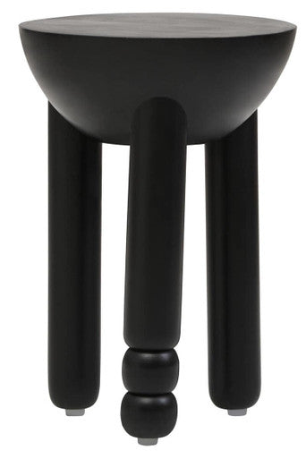 Walsa Black Finish Mango Wood Column Detail Round Side Table
