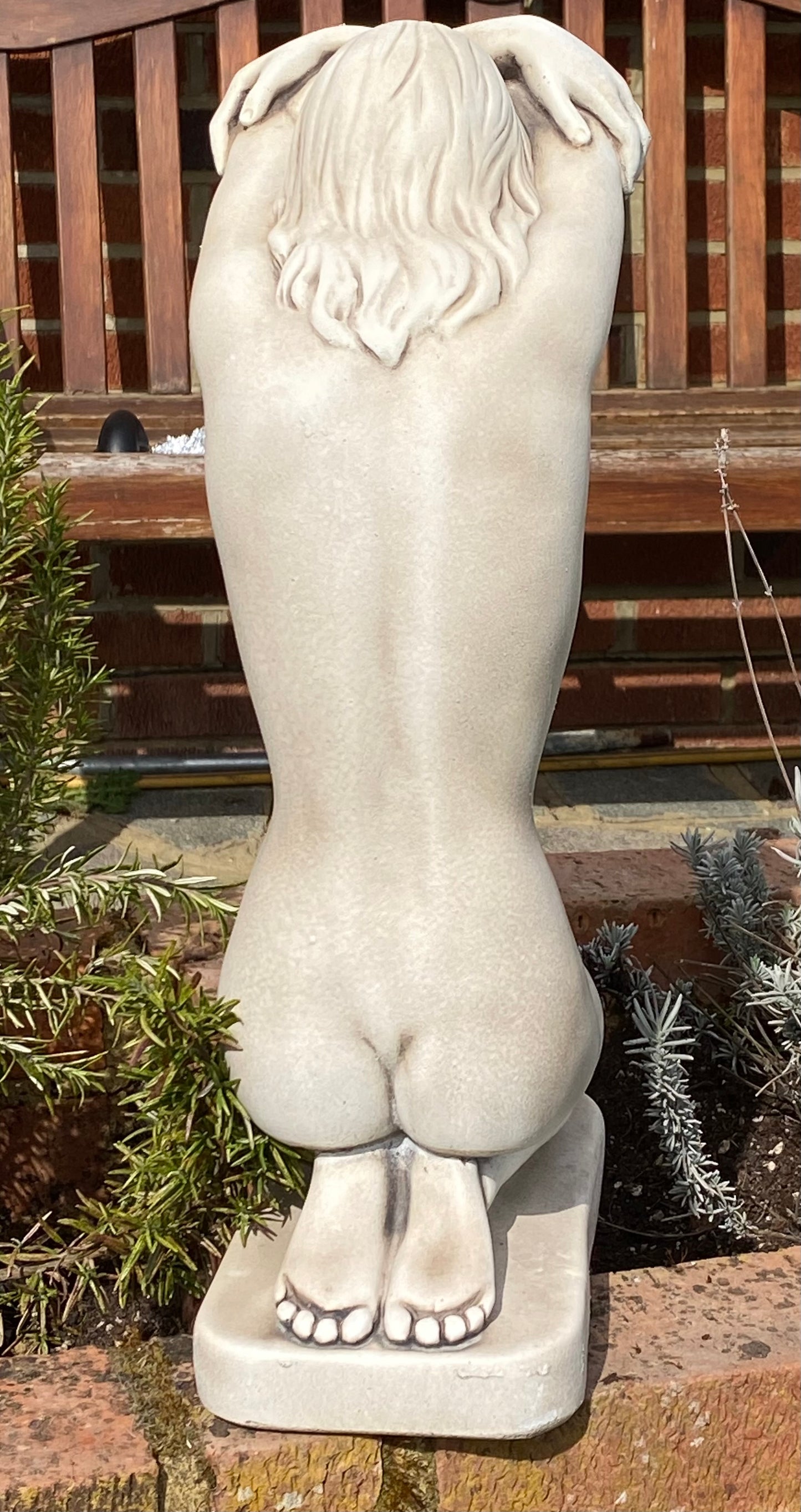 Vintage Style Nude Lady Statue 50cm High Concrete Garden Ornament - £50