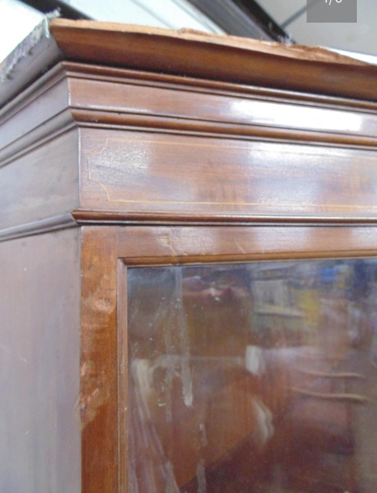 Inlaid Mahogany Display Cabinet having double glazed doors - 121cm x 37cm x 178cm tall - £225
