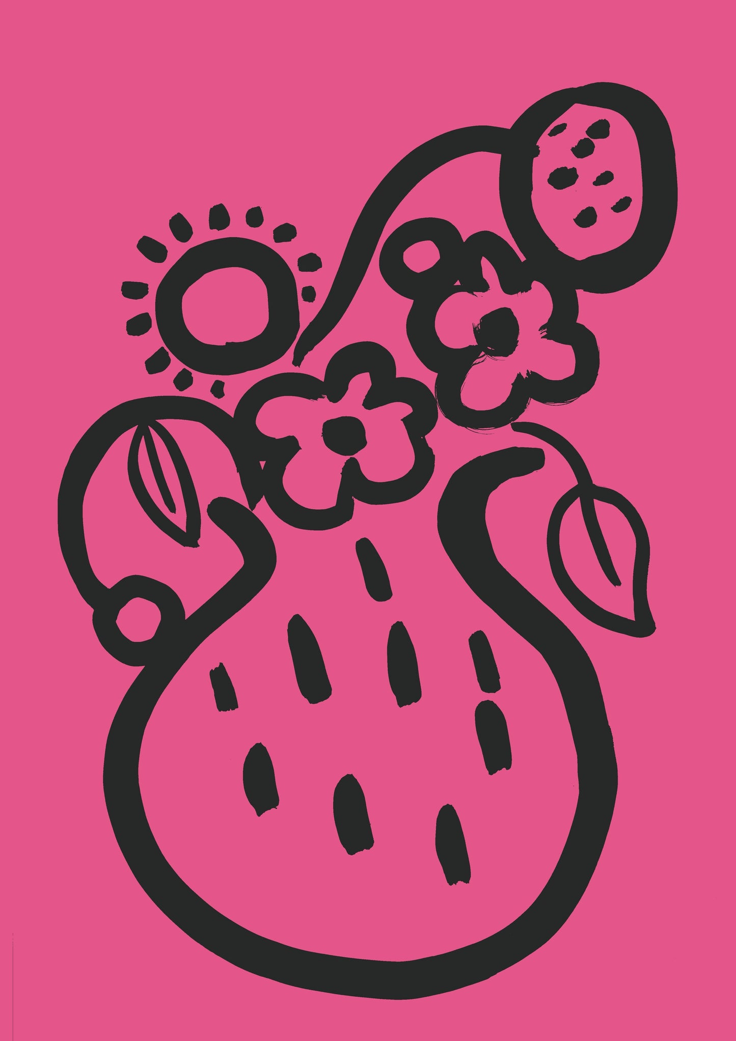 Vase print - Fuchsia + Black