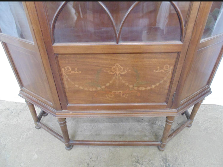 Inlaid Mahogany Display Cabinet having double glazed doors - 121cm x 37cm x 178cm tall - £225