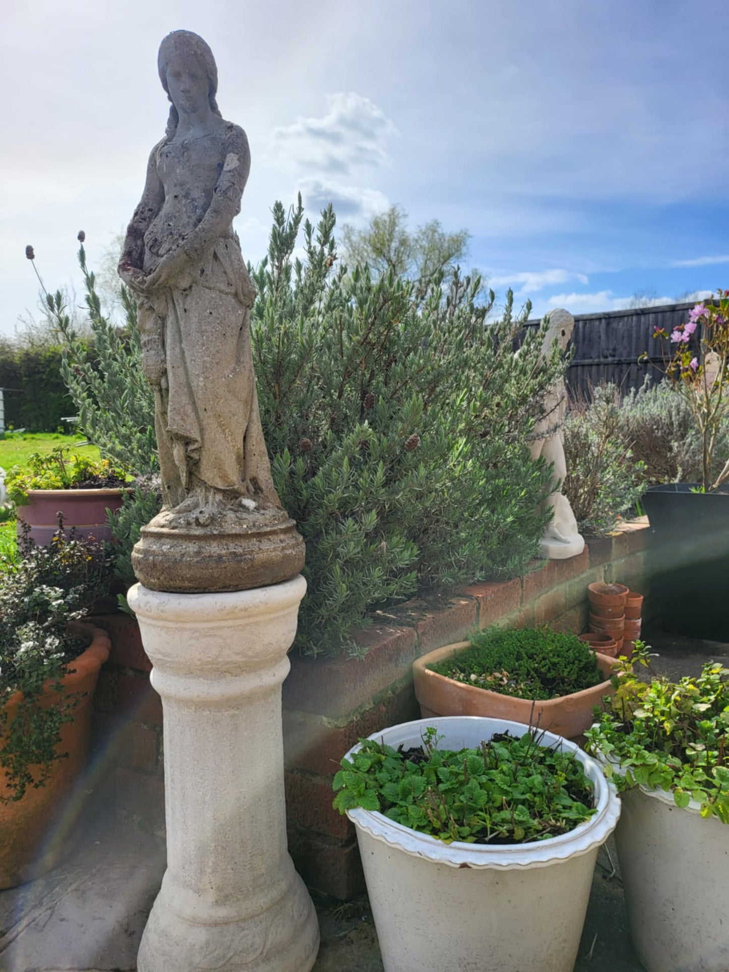 Concrete Garden Statue Of Lady On Column Plinth 106cm Total Hight (60cm just statue)
£65 the pair