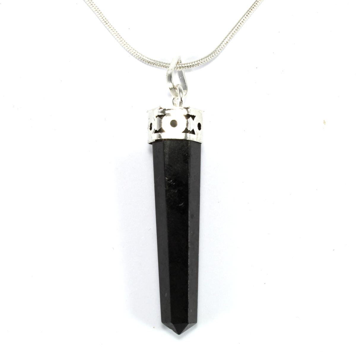 Black Tourmaline Pencil Pendant