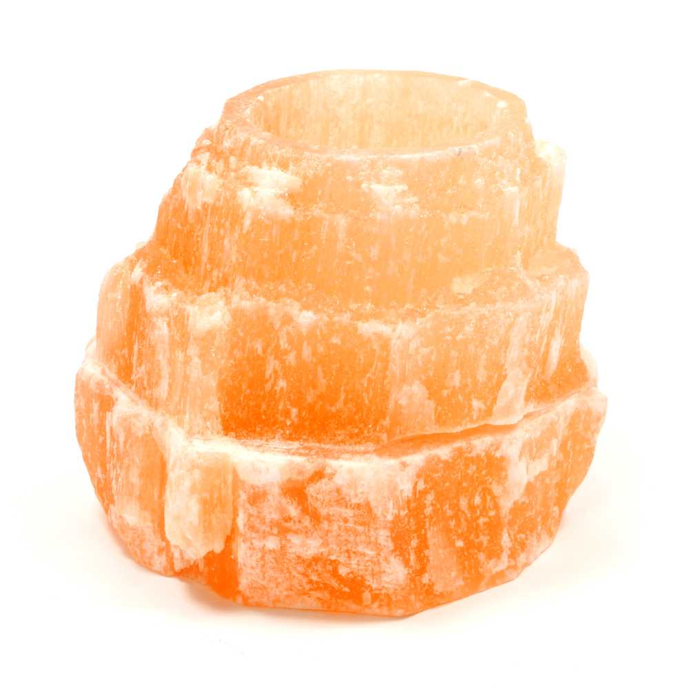 Orange Selenite Mountain Tea Light Lamp