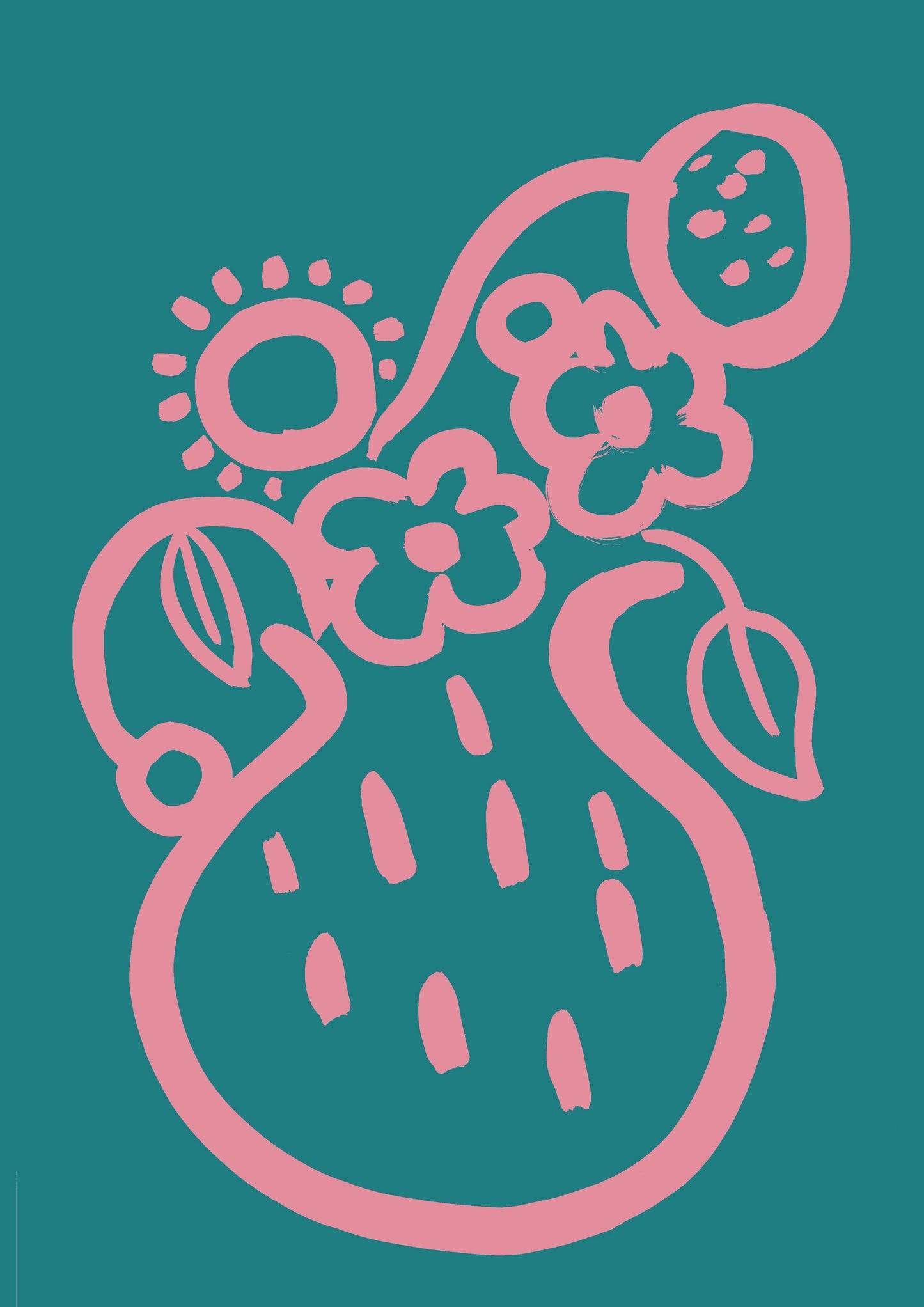 Vase print - Turquoise + Pink