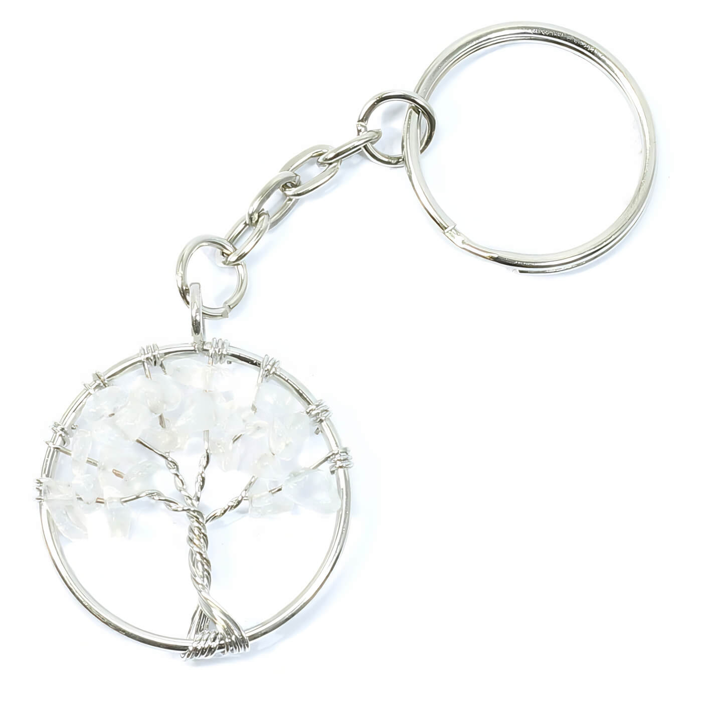 Clear Quartz Tree Of Life Keyring