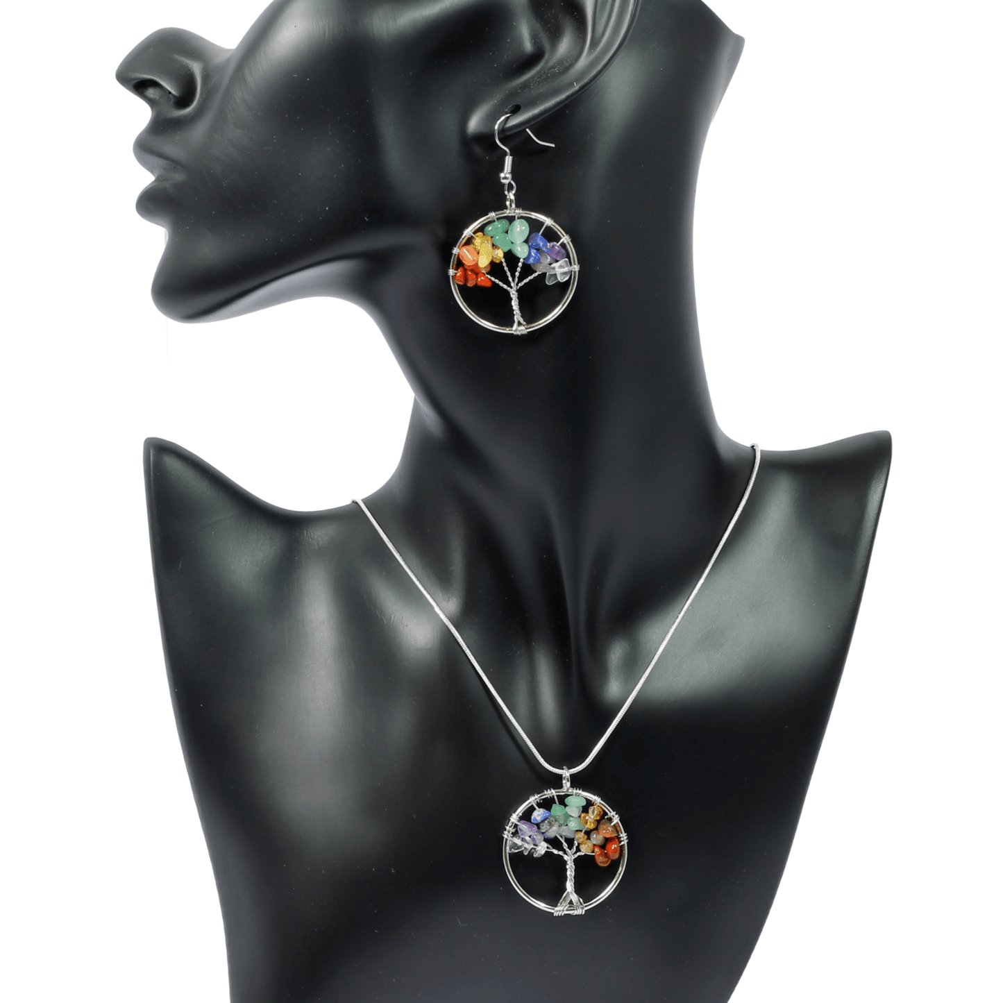 Chakra Tree Of Life Jewellery Set (Necklace & Earrings)