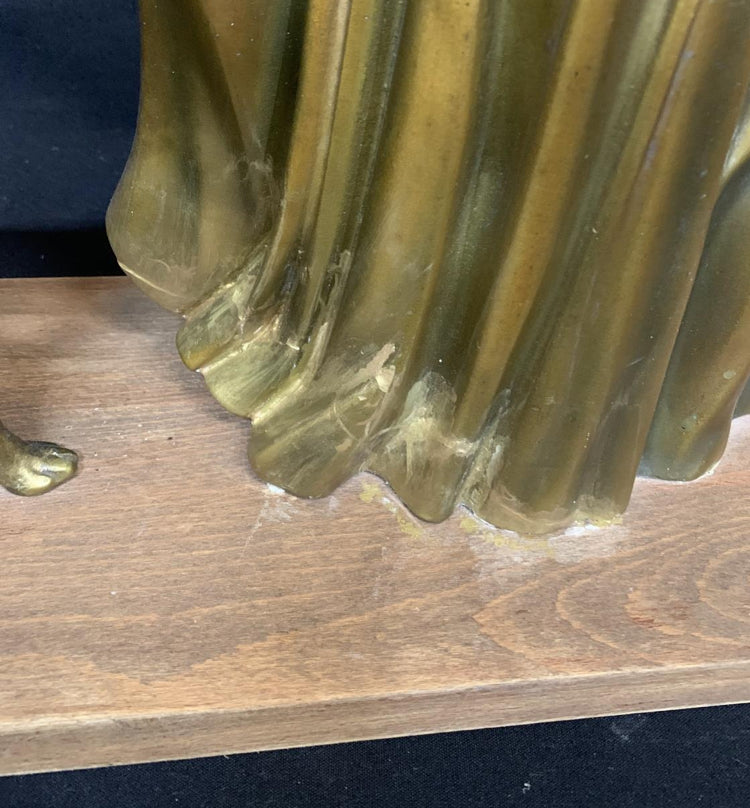 Art Deco Figure Women and Greyhound by Salvatore Melani - Painted Plaster Figure On Wooden Plinth - height 49cms, repairs to base - £120 - Interiors