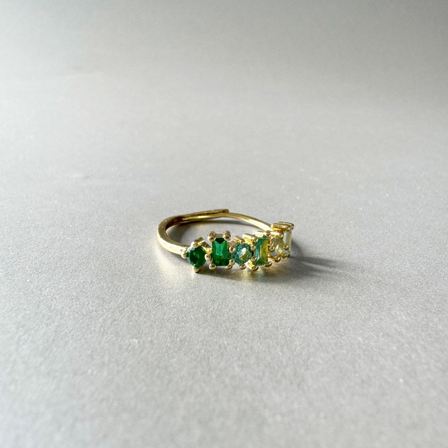 Eden Luxe 18k Gold Plated Green Multi Jewelled Ring