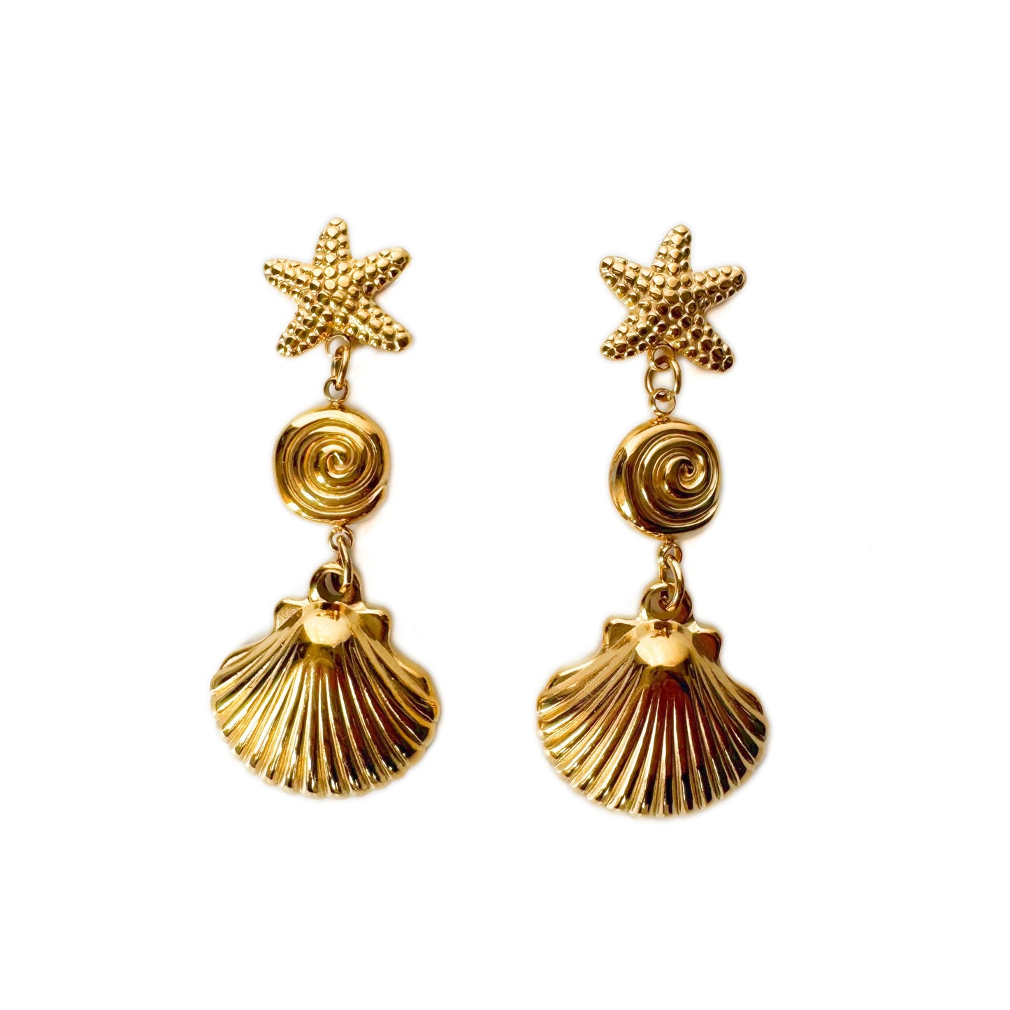 Marina Luxe 18k Gold Plated Shell Dangle Earrings
