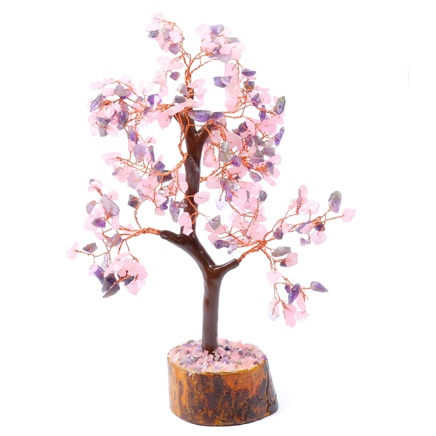 Love & Peace Crystal Chip Tree - Rose Quartz & Amethyst