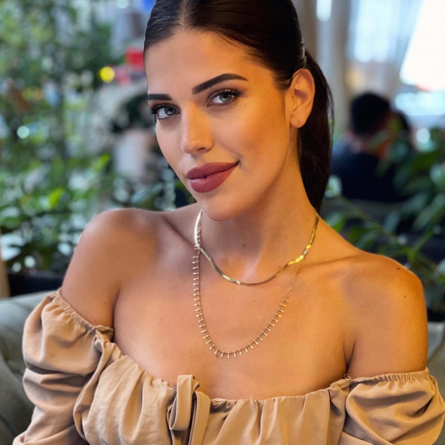 Elisaria Luxe Stainless Steel Double Layered Necklace