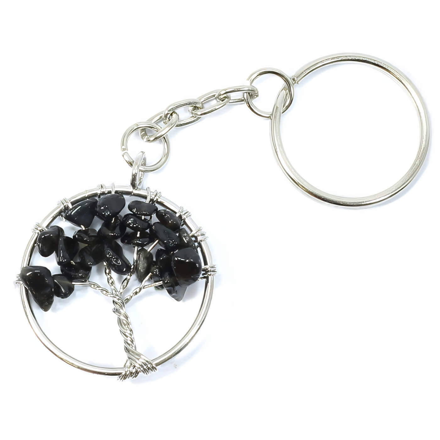 Black Obsidian Tree Of Life Keyring