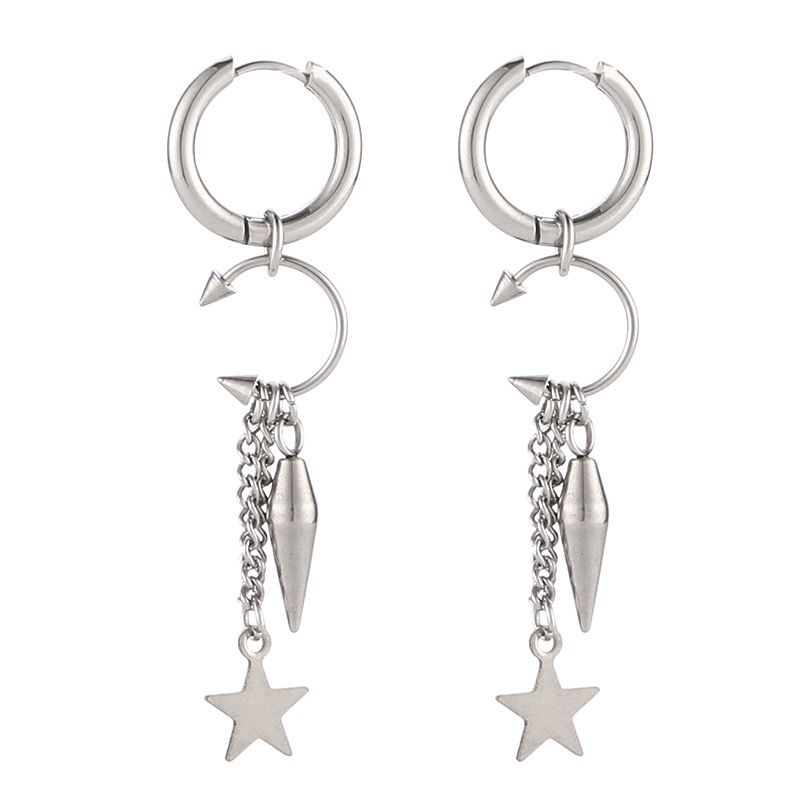 Aelin Statement Dangle Star Charm Hoop Earrings