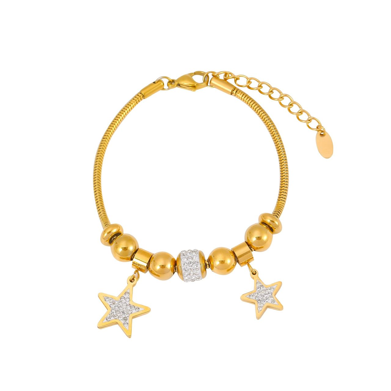 Stellina Luxe 18k Gold Plated Star Charm Celestial Bracelet
