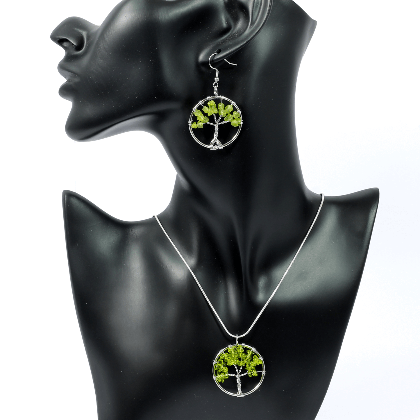 Peridot Tree Of Life Jewellery Set (Necklace & Earrings)