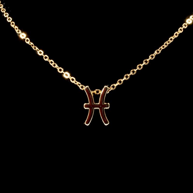 Pisces Zodiac Gold Necklace