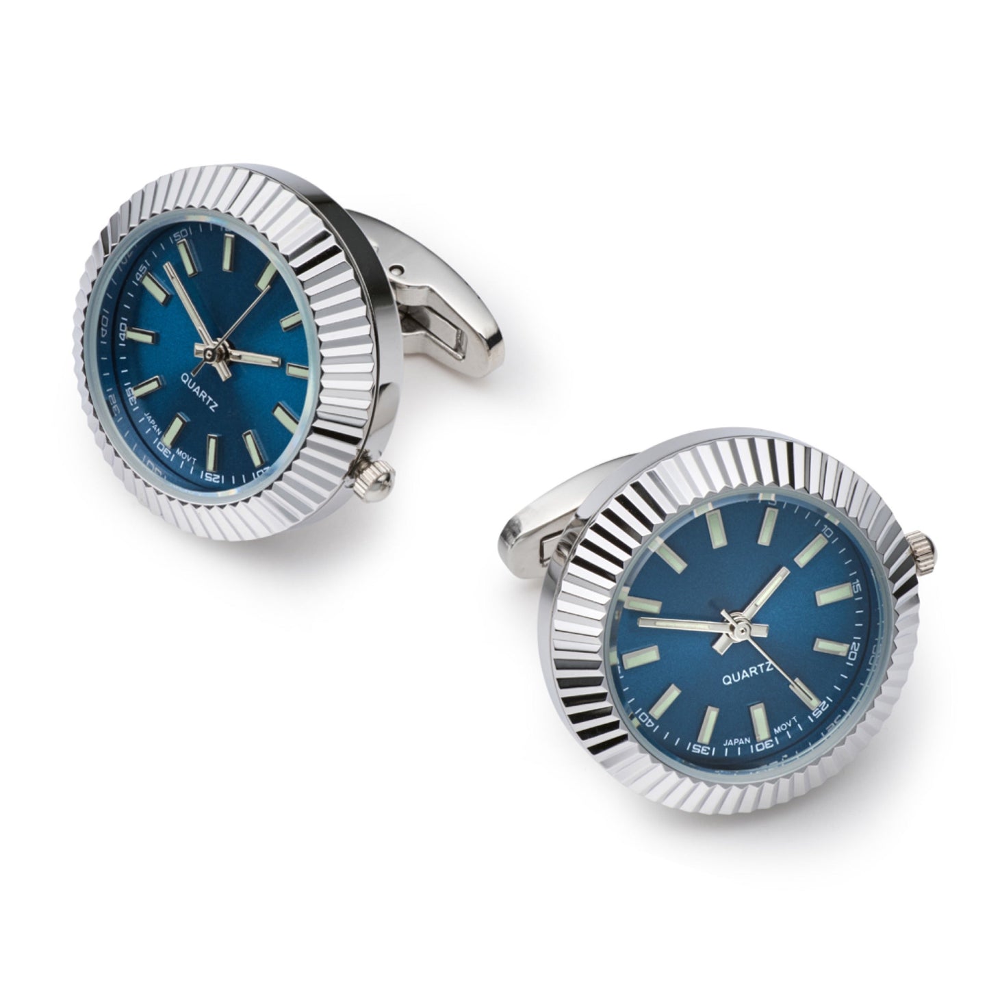 Working Watch Cufflinks In Silver and Blue