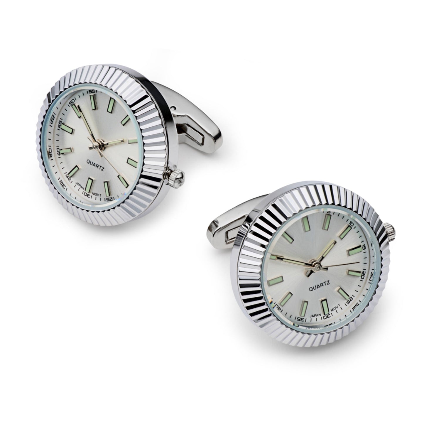 Working Watch Cufflinks In Silver and White