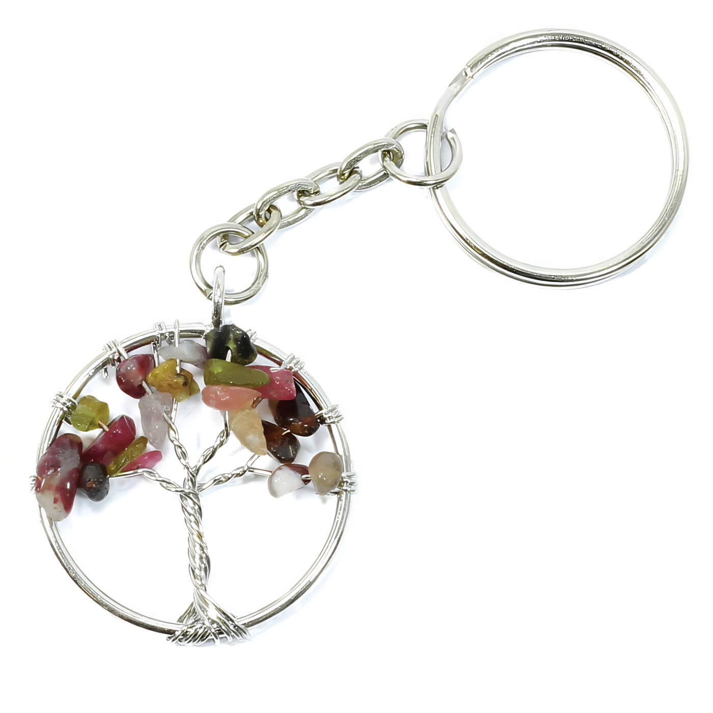 Watermelon Tourmaline Tree Of Life Keyring