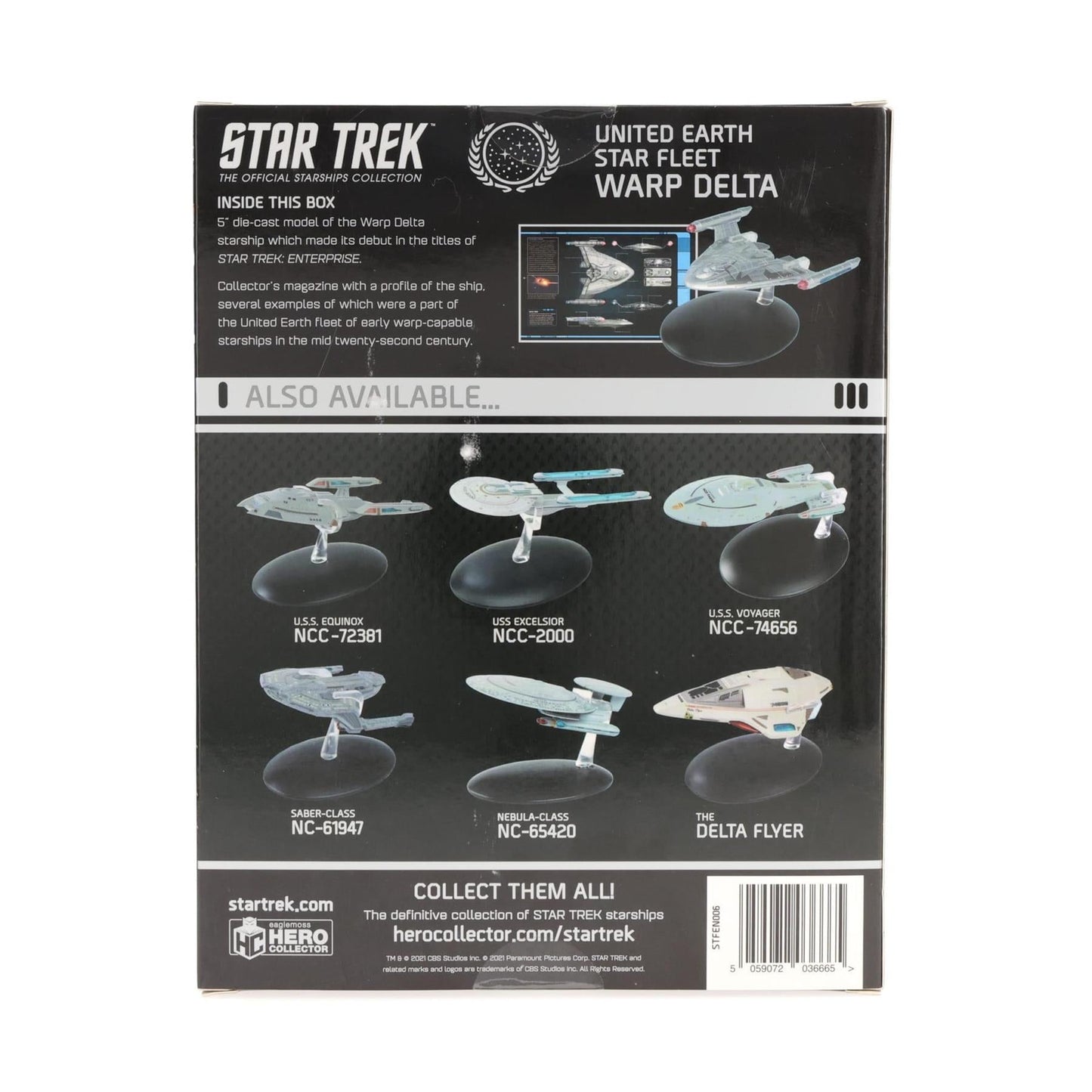#82 United Earth Starfleet Warp Delta Model Diecast Ship Window Box (Eaglemoss / Star Trek)