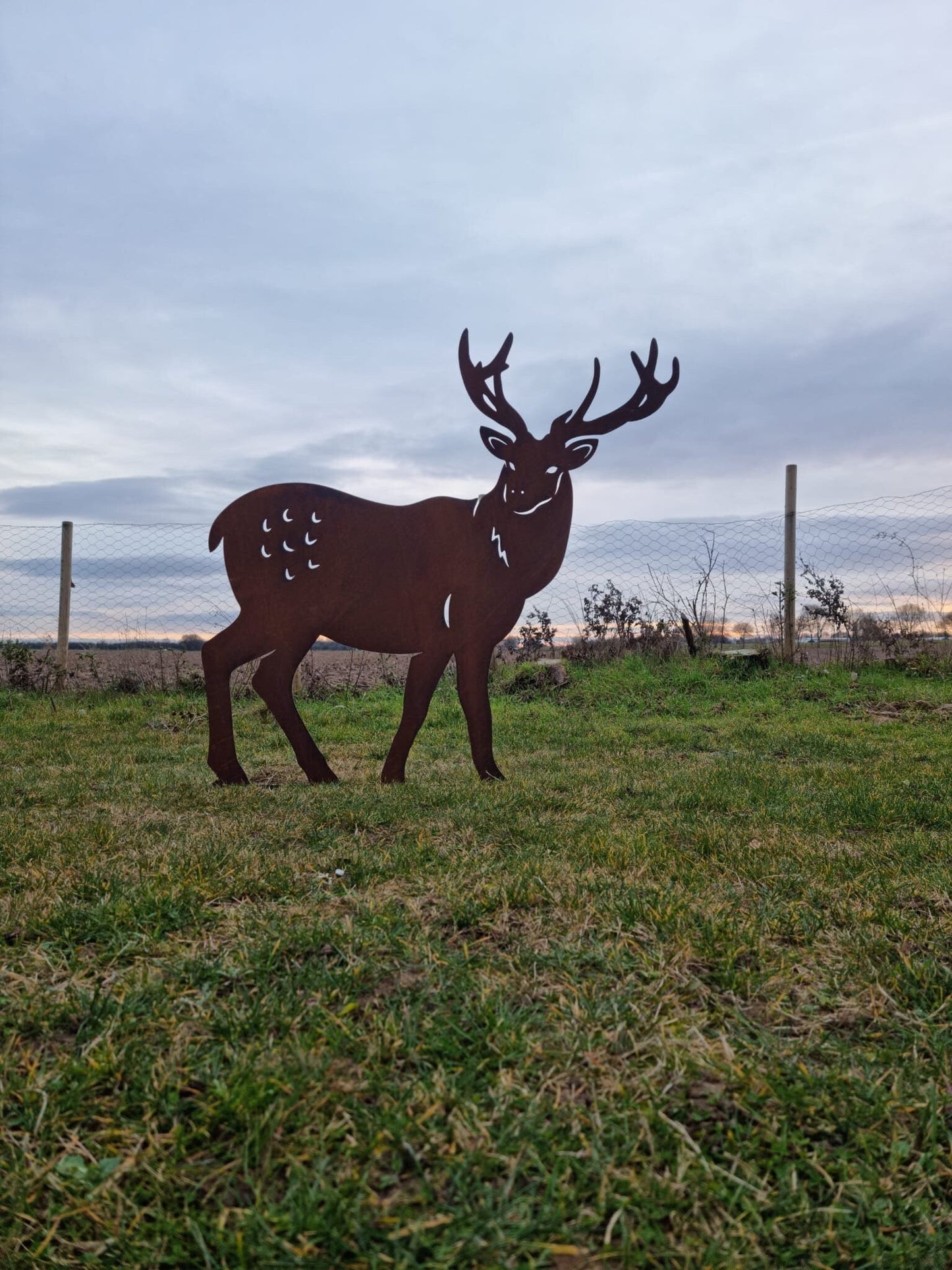 Large Rusty Metal Garden Stag Statue