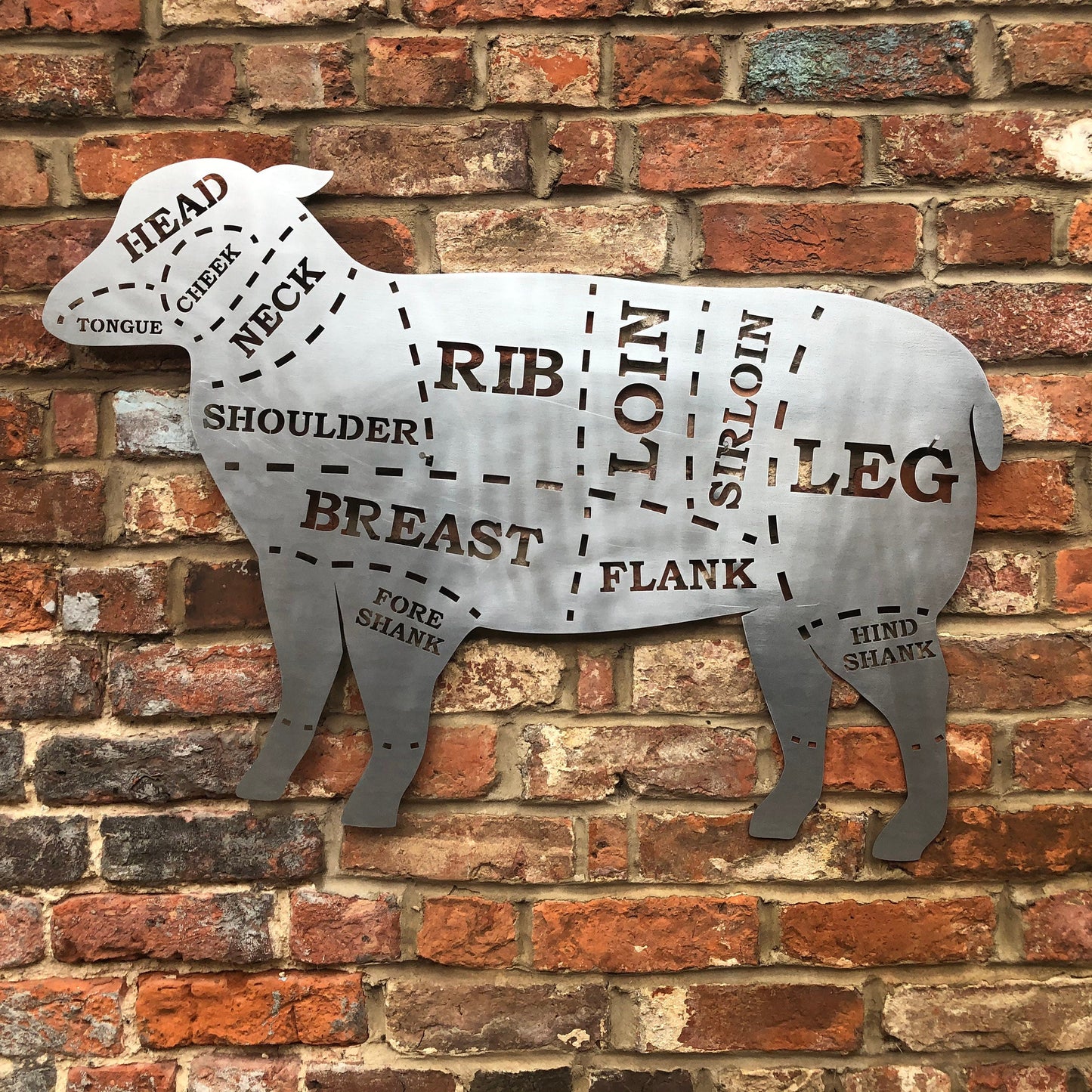 Large Galvanized Steel Butchers Lamb Decoration