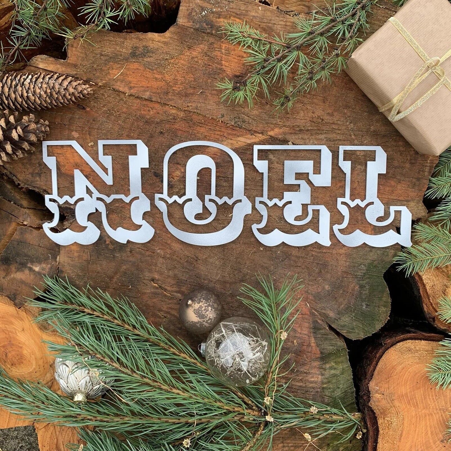 Buy Rustic Carnival NOEL Mantle Fireplace Christmas Lettering Metal Decoration In Rusty,White or Gold Online - Fast Nationwide Delivery