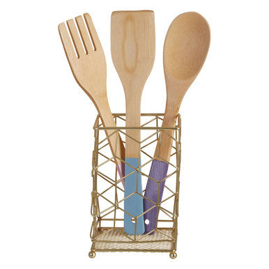 Vertex Contour Matte Gold Utensil Holder