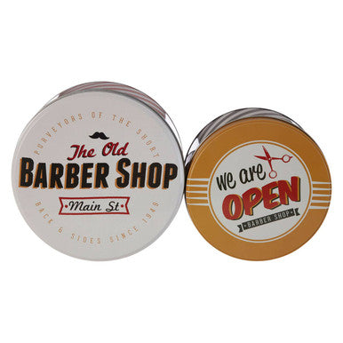 Paice Set Of 2 Barber Shop Storage Tins