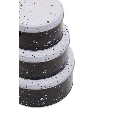Paice Set Of Three Black And White Storage Tins