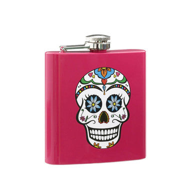 Auden Pink Hip Flask Skull Design