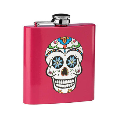 Auden Pink Hip Flask Skull Design