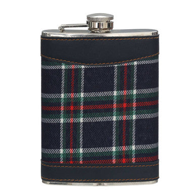 Blue Tartan Hip Flask