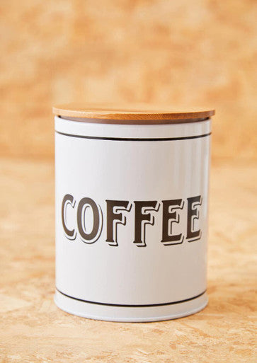 Grocer White Metal Coffee Canister