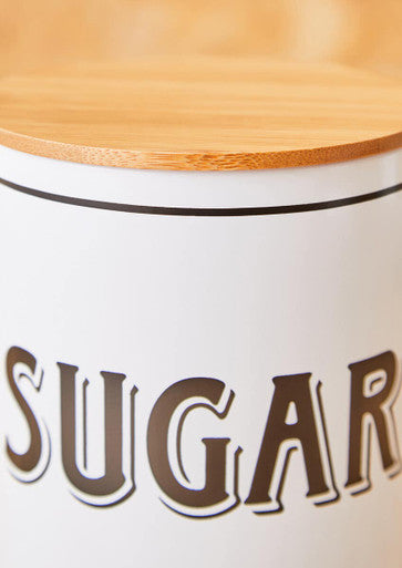 Grocer White Metal Sugar Canister