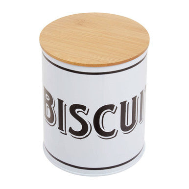 Grocer White Metal Biscuit Canister