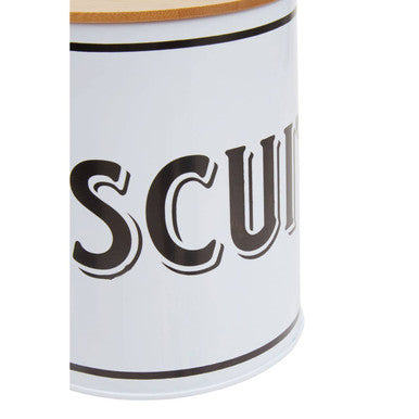 Grocer White Metal Biscuit Canister